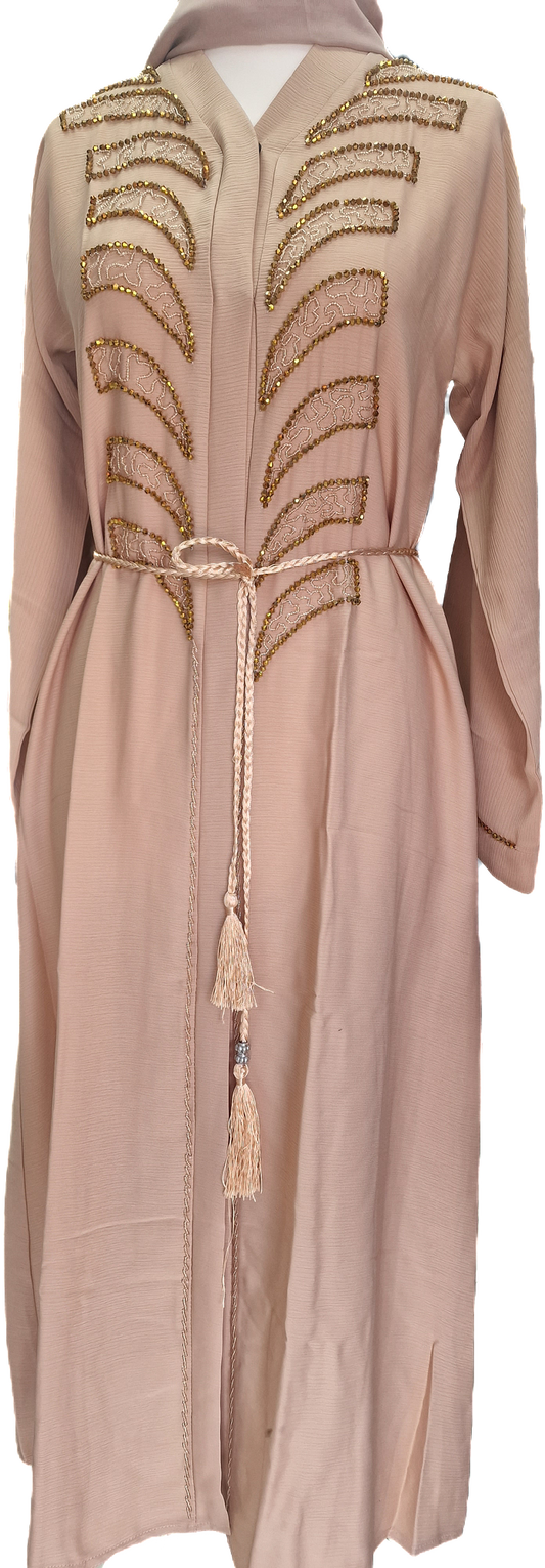 Beige Abaya with Gold Embellishments