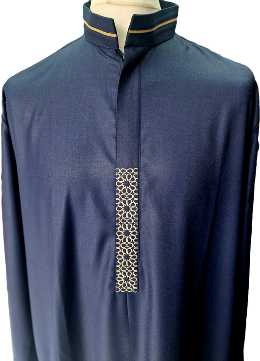 Navy Blue Thobe with collar